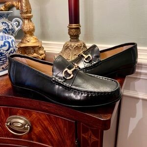 NEW Men's Giorgio Brutini Black Leather Horsebit Boston Loafers Shoes Sz 10.5 M